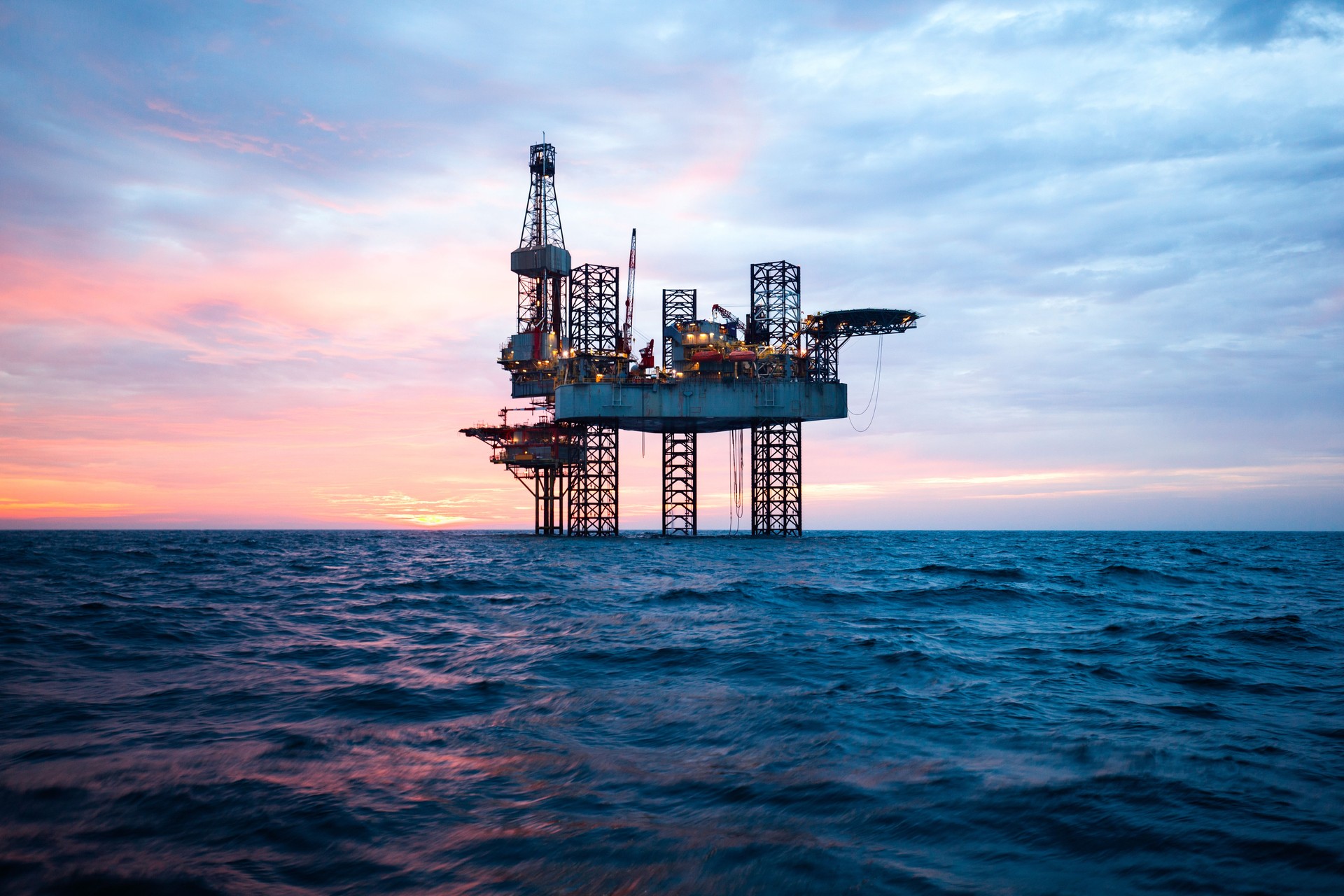 Offshore Jack Up Rig in The Middle of The Sea